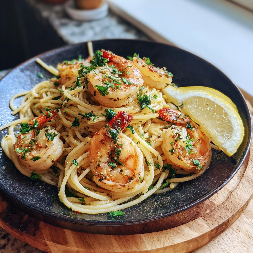 Lemon Herb Shrimp Spaghetti