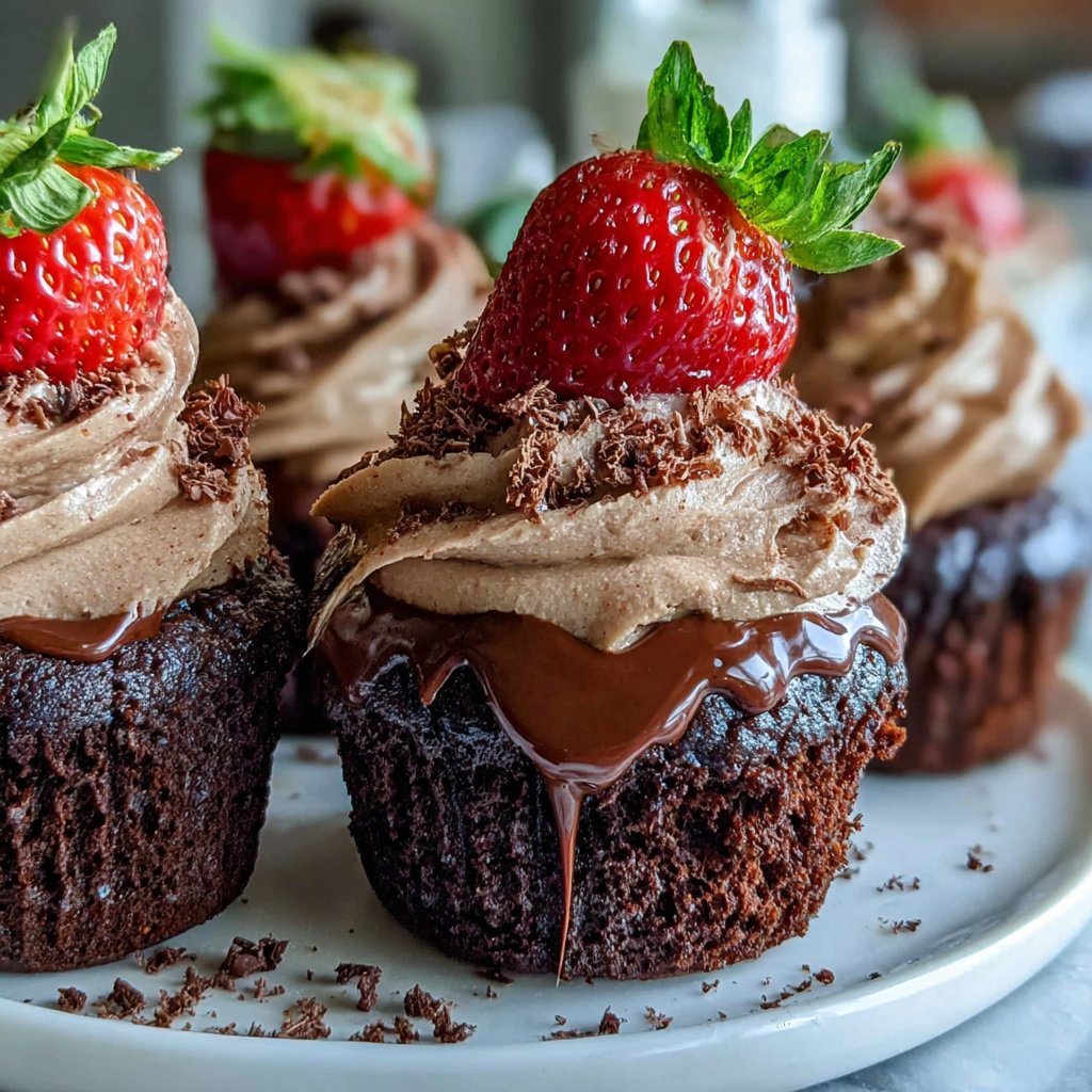 Chocolate Strawberry Cupcake Duo
