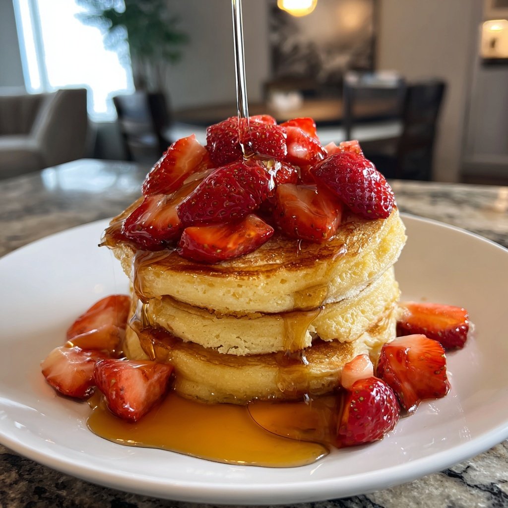 Bottomless Strawberry Pancake Stack