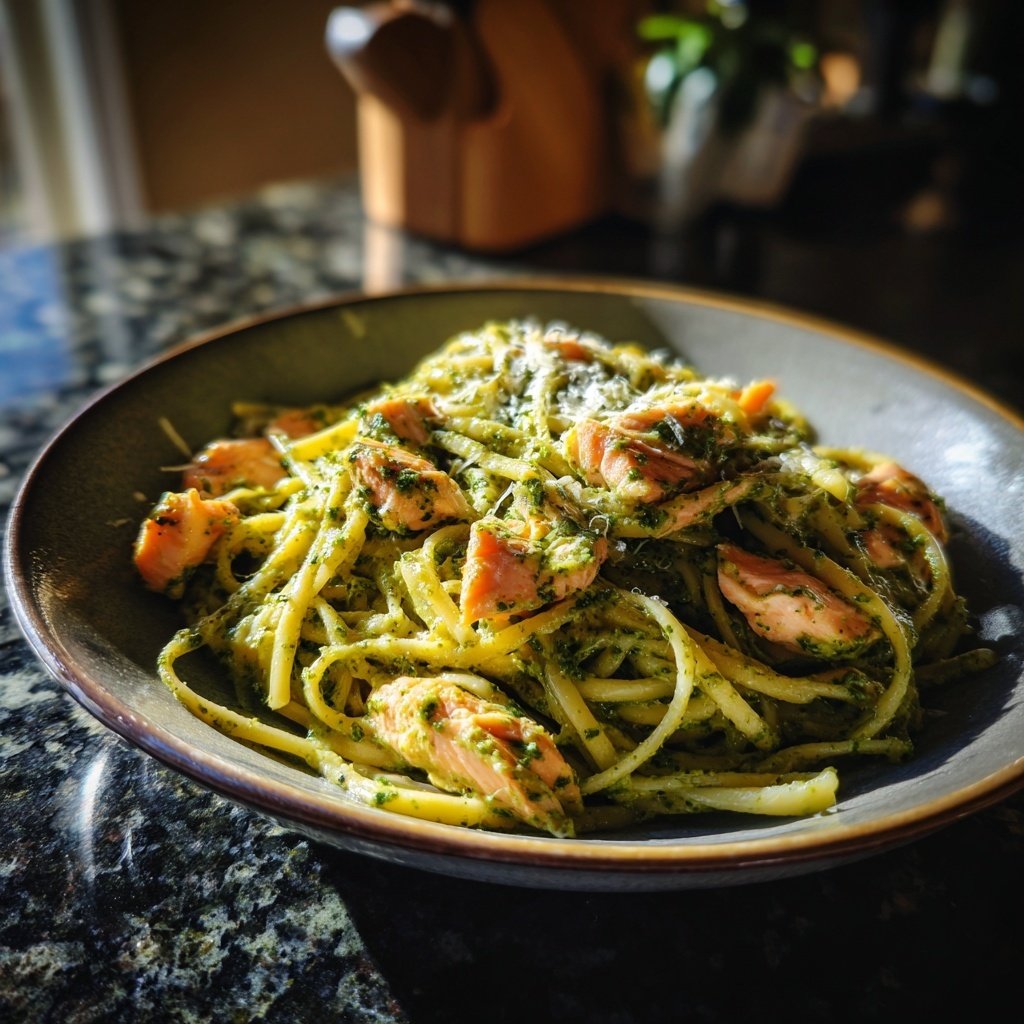 Pesto Salmon Penne Pasta